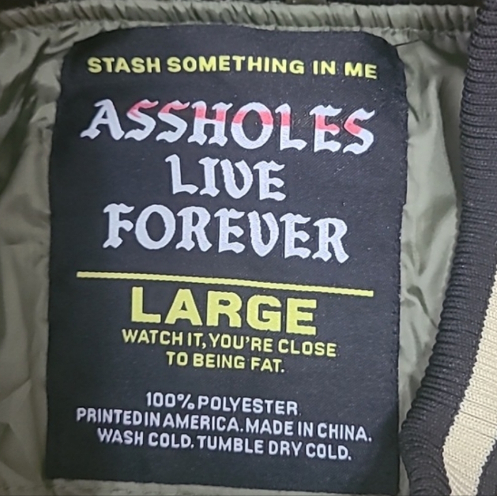 Assholes Live Forever bomber jacket Sz Large - Picture 4 of 7